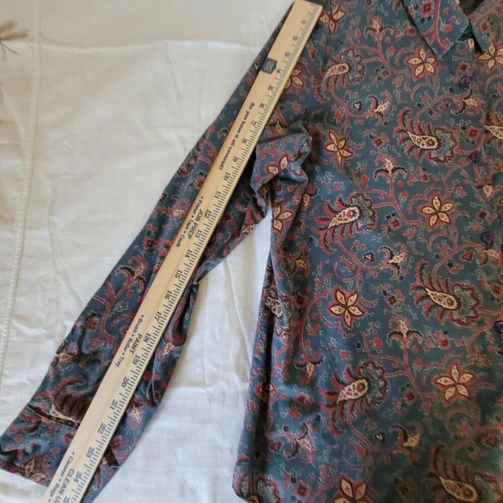 Paisley Blue Red Tan Button Shirt Territory Ahead Womens Size XL - Picture 10 of 11
